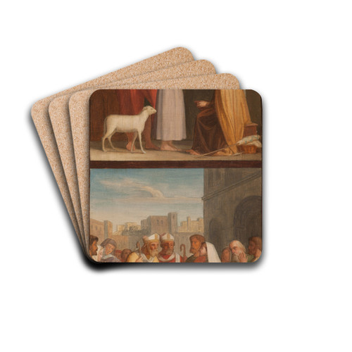 Sainte Genevive gurit sa mre aveugle. Saint Germain d'Auxerre et saint Loup prdisent aux parents de Sainte Genevive la destine de leur fille by Pierre-Auguste Pichon Drink Coasters - set of 4 Sainte Genevive gurit sa mre aveugle. Saint Germain d'Auxerre et saint Loup prdisent aux parents de Sainte Genevive la destine de leur fille by Pierre-Auguste Pichon Drink Coasters - set of 4
