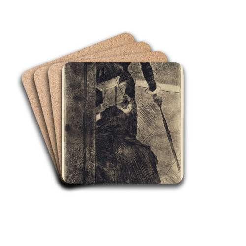 Mary Cassatt at the Louvre; The Paintings Gallery by Edgar Degas Drink Coasters - set of 4
