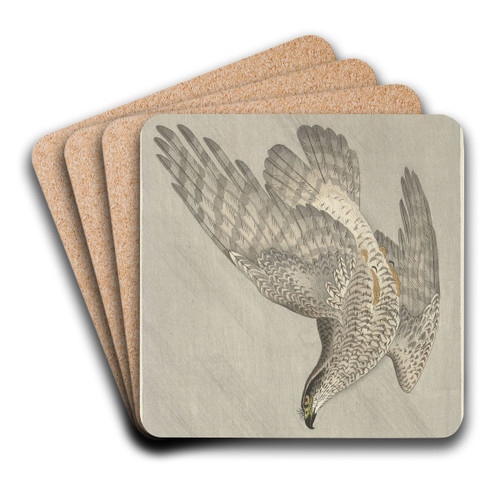 Hawk hunting for hare by Ohara Koson Art Drink Coaster set