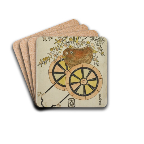 Flower Wagon by Hanegawa Chincho Drink Coasters - set of 4