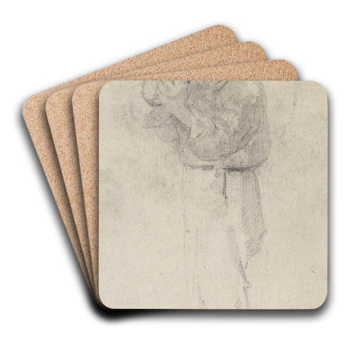 Liten gutt med pakke i hendene by Christian Krohg Art Drink Coaster set