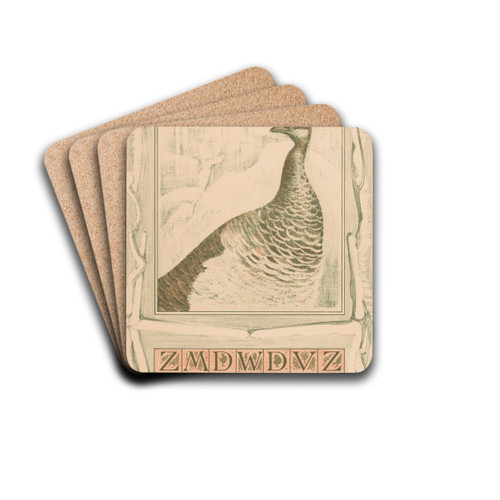 Kalenderblad januari met pauw by Theo van Hoytema Drink Coasters - set of 4