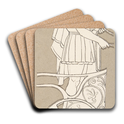 Design for large fireplace white tiles produced in Wedgwood's factory by After John Flaxman Art Drink Coaster set
