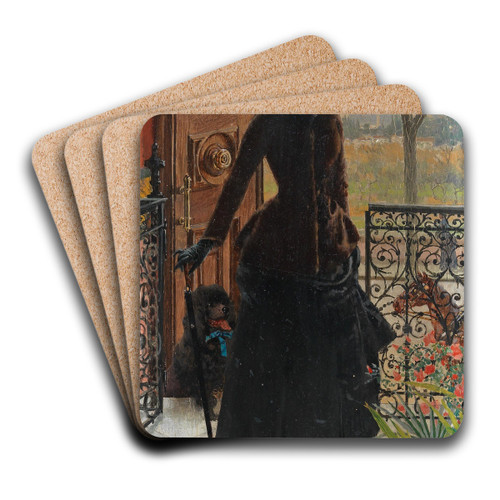 Eine elegante Dame by Vittorio Matteo Corcos Art Drink Coaster set Eine elegante Dame by Vittorio Matteo Corcos Art Drink Coaster set