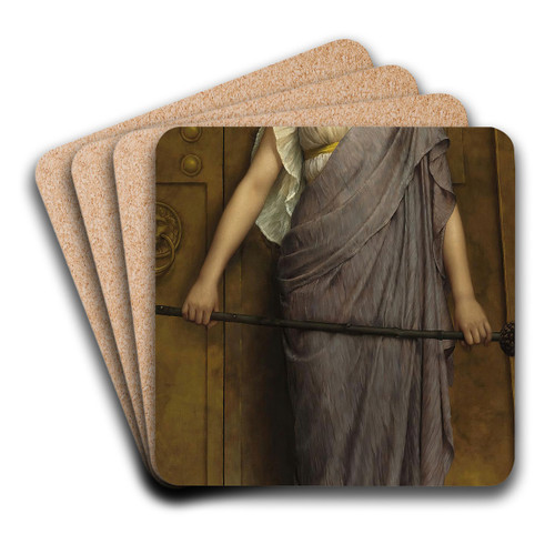 At the Gate of the Temple by John William Godward Art Drink Coaster set At the Gate of the Temple by John William Godward Art Drink Coaster set