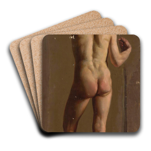 Nude of a standing man, back view by Kazimierz Alchimowicz Art Drink Coaster set