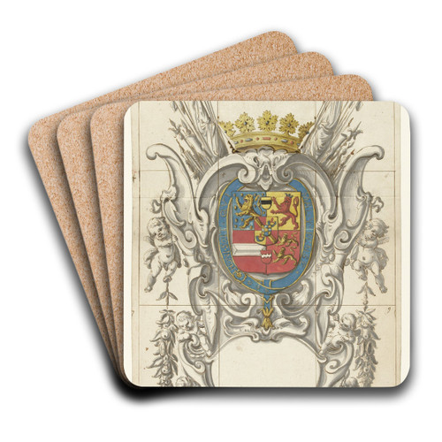 Ontwerp voor glasraam 8 geschonken door prins Willem Hendrik op zeventienjarige leeftijd by Pieter Jansz. Art Drink Coaster set
