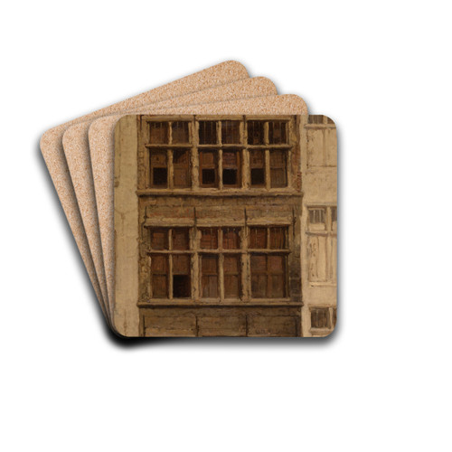 House in the Braderijstraat by Henri Franois Schaefels Drink Coasters - set of 4 House in the Braderijstraat by Henri Franois Schaefels Drink Coasters - set of 4