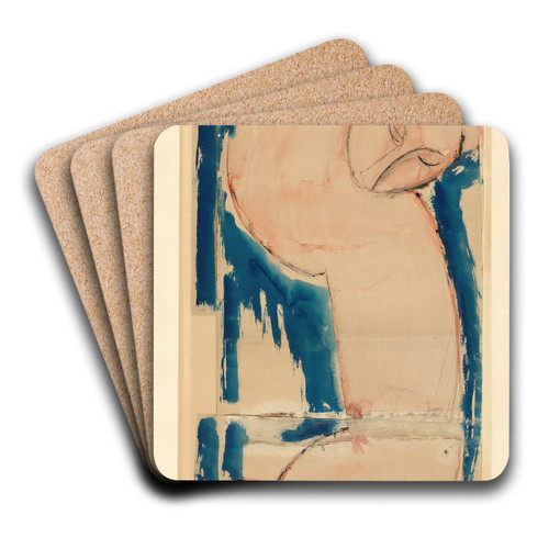 Caryatid; Rose and Blue by Amedeo Modigliani Art Drink Coaster set
