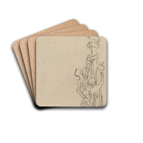 Design for a Candelabrum Representing the Three Graces Gathering the Apples of Hesper by John Flaxman Drink Coasters - set of 4