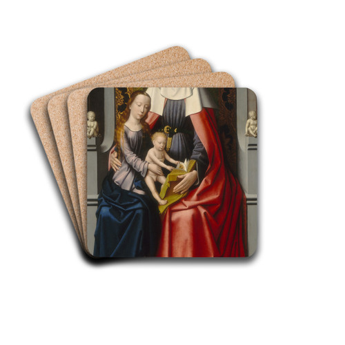 The Saint Anne Altarpiece - Saint Anne with the Virgin and Child (middle panel) by Workshop of Gerard David Drink Coasters - set of 4