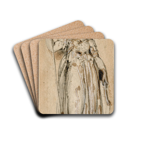 Design for the painting of a door of a bookcase: Minerva by Jacob de Wit Drink Coasters - set of 4