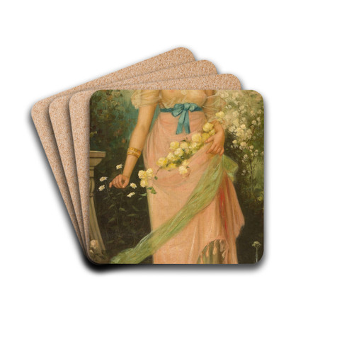 Young Roman woman with rose garland by Josef Shs Drink Coasters - set of 4 Young Roman woman with rose garland by Josef Shs Drink Coasters - set of 4