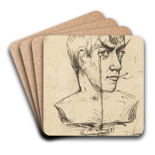 Phil May's Bust. Has he by Phil May Art Drink Coaster set