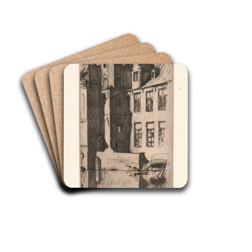 From the Flemish Set; Quay of the Rosary, Bruges by William Strang Drink Coasters - set of 4