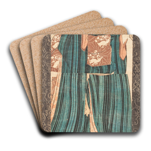 Woman Carrying a New Year Decoration by Utagawa Yoshikazu Art Drink Coaster set