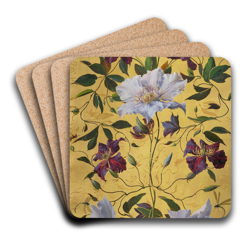Clematis by William Jabez Muckley Art Drink Coaster set