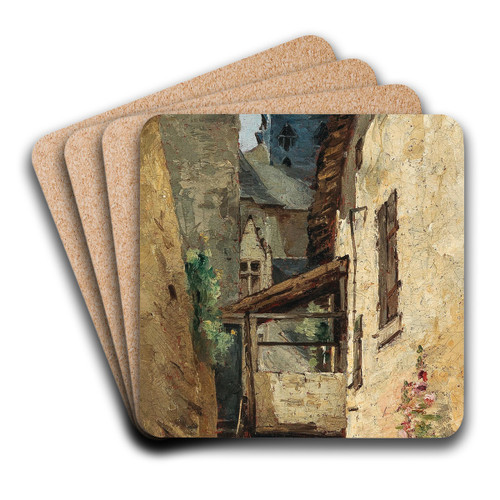 A Town Scene by Paul Dsir Trouillebert Art Drink Coaster set