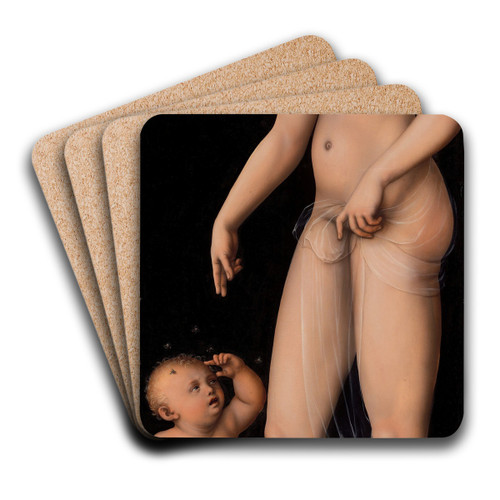 Venus with Cupid as the Honey Thief by Lucas Cranach the Elder Art Drink Coaster set