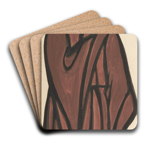 Death wearing a brown robe by Sergey Yurievich Sudeikin Art Drink Coaster set
