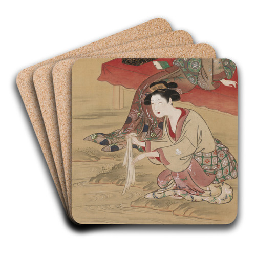 Beneath the Willow by Tsukioka Sessai Art Drink Coaster set