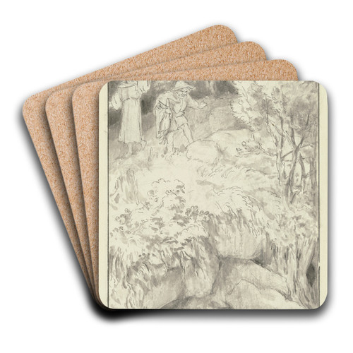 Aufbruch der Landstreicher mit der Kutte Diethers by Wilhelm Steinhausen Art Drink Coaster set