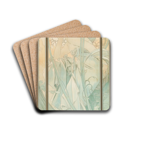 Reverie du soir, from Times of Day by Alphonse Mucha Drink Coasters - set of 4 Reverie du soir, from Times of Day by Alphonse Mucha Drink Coasters - set of 4
