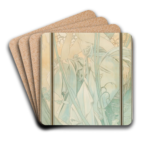 Reverie du soir, from Times of Day by Alphonse Mucha Art Drink Coaster set