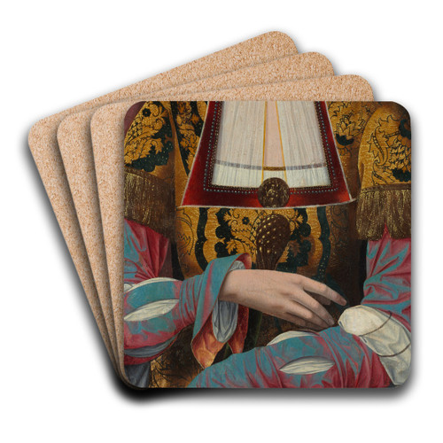 Saint Catherine by Master of the Holy Blood Art Drink Coaster set