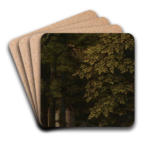 View in a Forest, Outer Left Wing of a Triptych by Gerard David Art Drink Coaster set