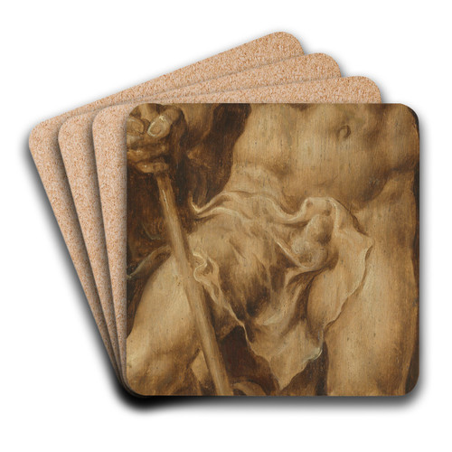 Neptune Stabbing a Sea Horse by Maarten Van Heemskerck Art Drink Coaster set