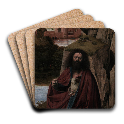 Saint John the Baptist in a Landscape by Petrus Christus Art Drink Coaster set