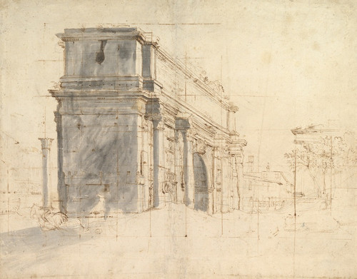 The Arch of Septimius Severus in the Roman Forum, with the Column of Phocas at the Left and the Temple of Saturn at the Right (mid-17thmid-18th century) by Gaspar Van Wittel Art Print Download