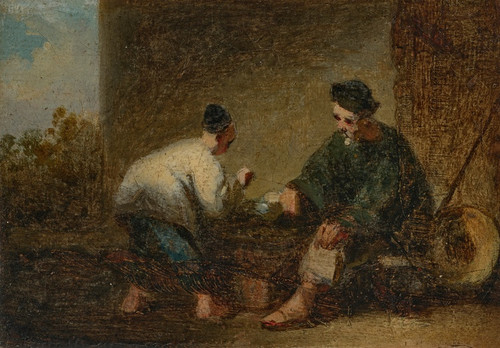 A street scene in Macau with two figures playing a game by George Chinnery Art Print Download