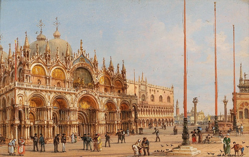 A View Of St Marks Basilica And A View Of St Marks Square by Giovanni Grubacs Art Print Download
