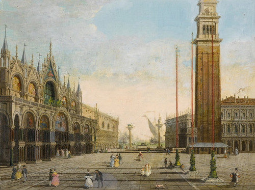 View of St. Marks Square with the Piazzetta and San Giorgio Maggiore in the background by Giuseppe Bernardino Bison Art Print Download