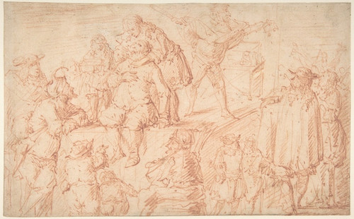 Italian Comedians Performing in a Public Square (163591) by Jacob Matthias Weyer Art Print Download