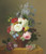Roses, Poppies, Cornflowers, Convulvulus, Jasmine, Fritilleries, a Primula, a Peony, and Lilac in a terracotta Vase with a Sprig of Roses and other Flowers on a Stone Ledge by Arnoldus Bloemers Art Print Download