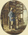 In einem Bretterverschlag steht ein Mann mit einem Stock in abwehrender Haltung, vor ihm ein Knabe, seinen Hut vor den Krper haltend by Steven Gobl Art Print Download