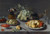 Digital Print - Still Life Of Grapes And Other Fruits With A Knife, Faon De Venise Wineglasses And Other Objects On A Draped Table by Osias Beert the Elder