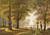 Digital Print - A forest path with hiker in autumn by Jacobus Johannes van Poorten