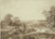 Digital Print - Hgellandschaft mit Ausblick in weite Ferne, vorne am Weg rastende Hirten mit ihrer Herde und wandernde Bauern by Johann Heinrich West