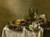 Digital Print - A still lifewith an overturned silver tazza, glassware, pies and a peeled lemon on a table by Willem Claesz Heda