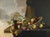 Digital Print - A Still Life With Grapes, Pears, A Peach And Roses In A Waanli Kraak Porcelain Bowl, With A Roemer And A Half-Peeled Lemon On A Partly Covered Table Top by Michiel Simons