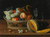 Digital Print - Still Life With A Basket Of Fruit AndA Squirrel, Glasses, And A Cut Melon On A Tabletop by Jacob Foppens van Es