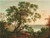 Digital Print - The Lago Nemi at twilight with figures and a flock of goats resting in the foreground by Carlo Labruzzi