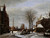 Digital Print - Slijpsteenmarkt (Whetstone Market) in Amsterdam with the Building 'Het Zeerecht' in Winter (The Slypsteenen at Amsterdam) by George Pieter Westenberg