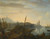 Digital Print - A Mediterranean Port With Figures Resting And Fishermen Drawing In Their Nets In The Foreground, A Tower Beyond by Adrien Manglard