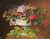 Digital Print - Flowers in a centrepiece on a marble windowsill with a beech branch by Johan Laurentz Jensen
