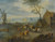 Digital Print - A village scene with travellers by a windmill by Joseph van Bredael